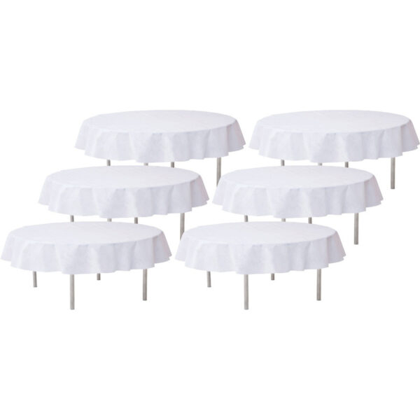 6x Bruiloft witte ronde tafelkleden/tafellakens 240 cm non woven polypropyleen -