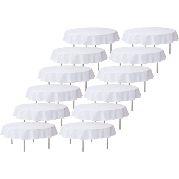12x Bruiloft witte ronde tafelkleden/tafellakens 240 cm non woven polypropyleen