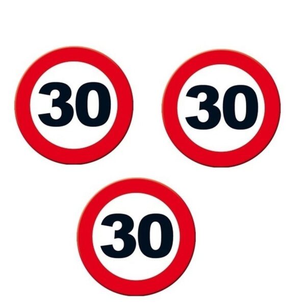 30 jaar feestdecoratie borden 49 cm set van 3 stuks