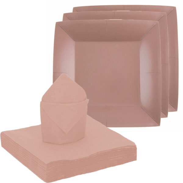 Santex 10x taart/gebak bordjes/25x servetten - rose goud -