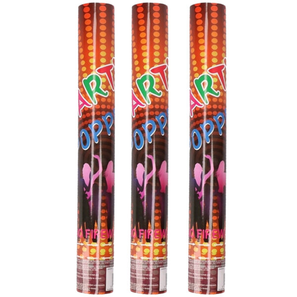 Confetti kanon/shooter - 3x - multi kleuren - papier snippers - 40 cm