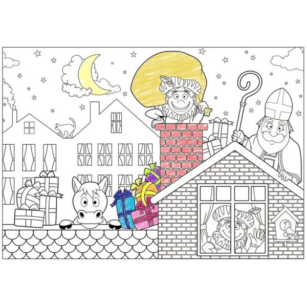 24x Sinterklaasviering bedrijven / scholen inkleurbare placemats van papier -