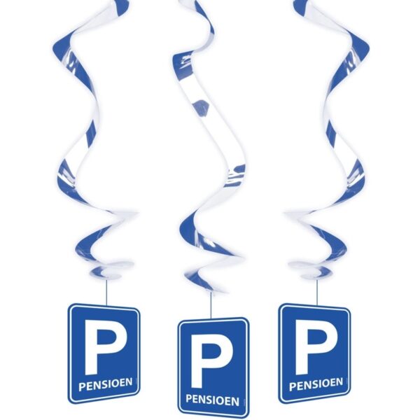 Feest versiering Pensioen slinger - 18x stuks - rotorspiralen - hangdecoraties - blauw - 70 cm