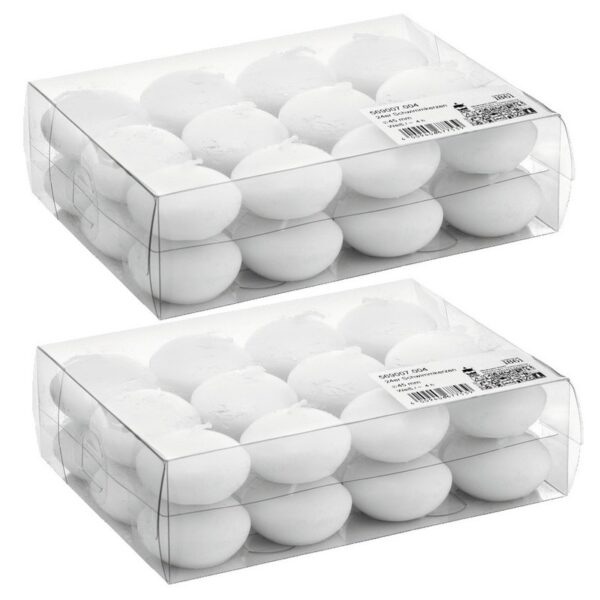 48x Bruiloft/huwelijk witte drijfkaarsen 4,6 cm 4,5 branduren decoratie/versiering