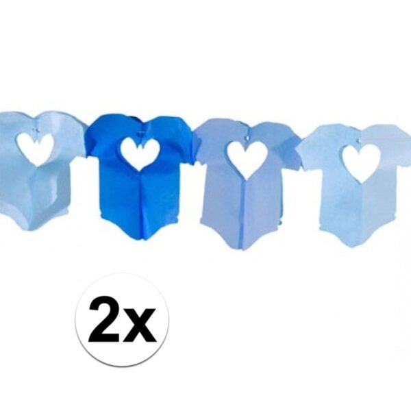 Folat Slinger - 2x - papier - 6M - blauw - baby rompertjes - jongen