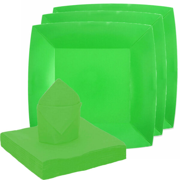 Santex servies set karton - 10x bordjes/25x servetten - fel groen
