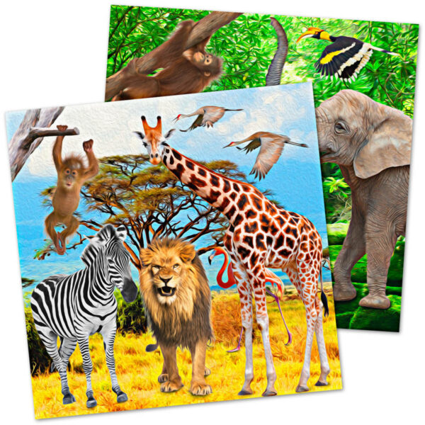 Safari/jungle themafeest tafel servetten - 60x stuks - 33 x 33 cm -