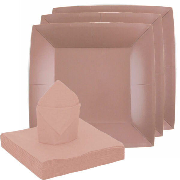 Santex servies set karton - 20x bordjes/25x servetten - rose goud