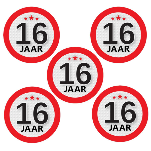 10x 16 jaar leeftijd sticker rond - d9 cm - verjaardag/jubileum