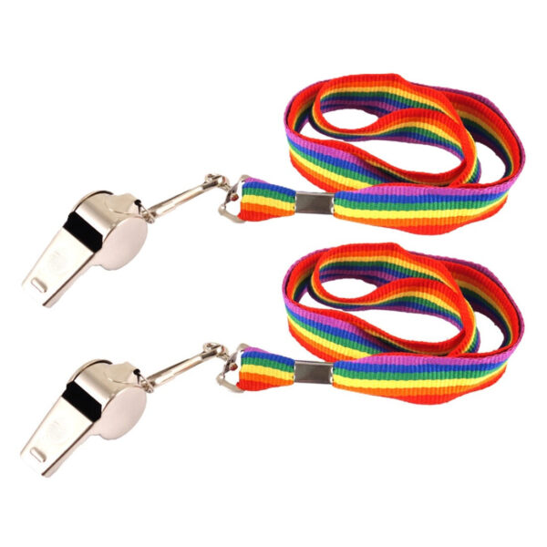 Regenboog keycord/koordje met fluitje - 5x - LHBTIQ+