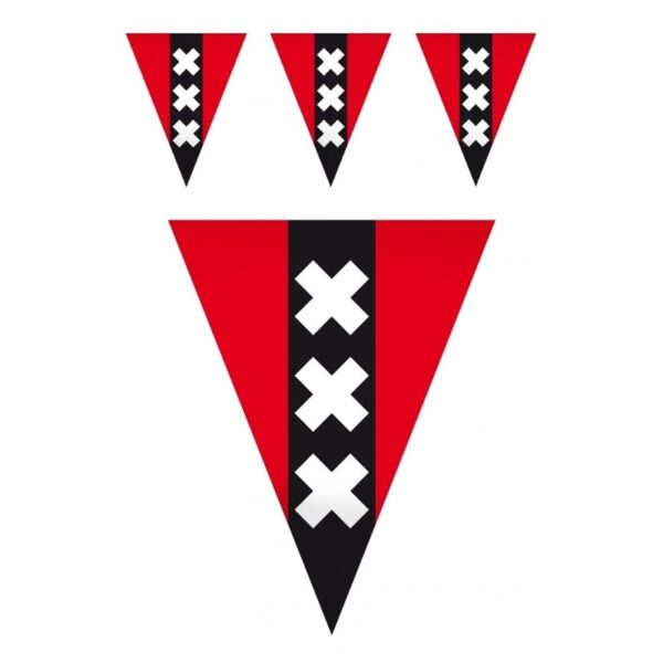 Vlaggenlijn Amsterdam met 20 vlaggetjes - 2x - Amsterdamse vlag - 10 meter