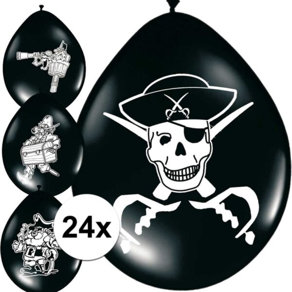Folat Piraten ballonnen - D25 cm - 24x stuks - feest artikelen - feestversiering - ballon