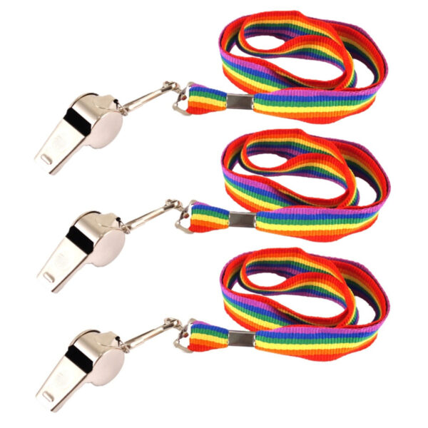 3x Fluitjes met regenboog koord