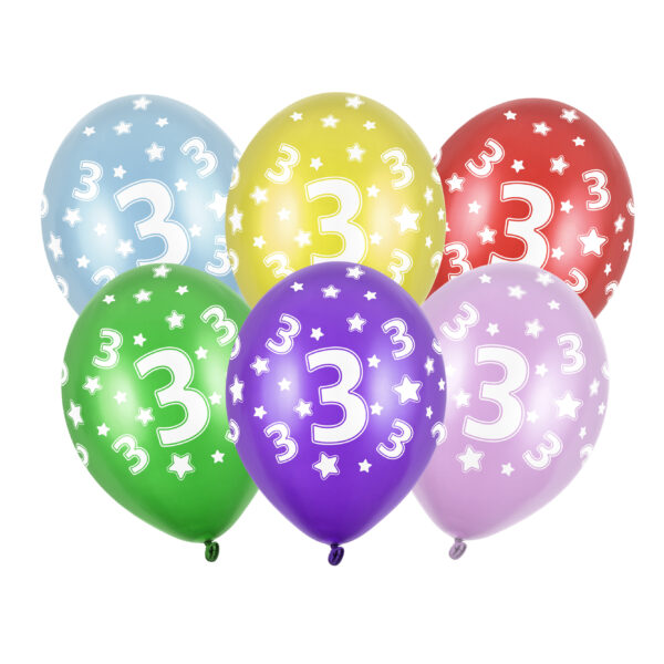 Verjaardag feest ballon - leeftijd 3 jaar - 18x stuks - ballonnen met sterretjes