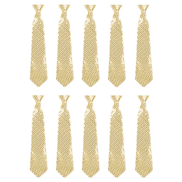 Set van 10x gouden pailletten stropdassen 40 cm