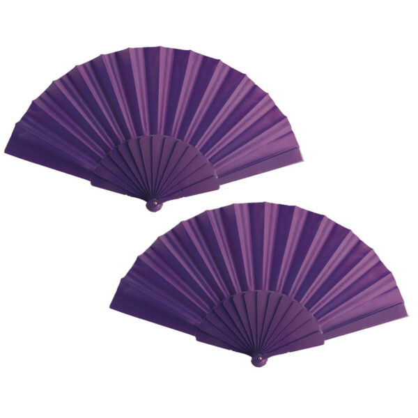 Spaanse Handwaaier - 2x - paars - 23 x 43 cm - Verkoeling waaiers -