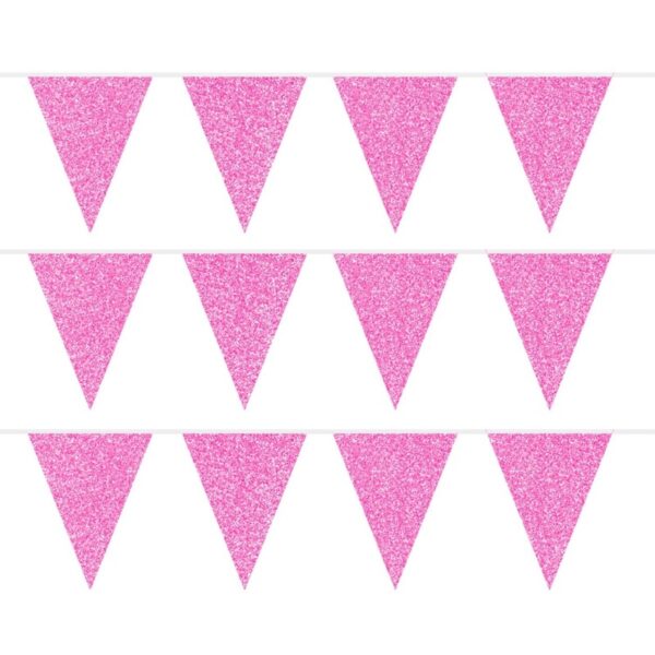 3x Glitter vlaggenlijnen roze 6 meter