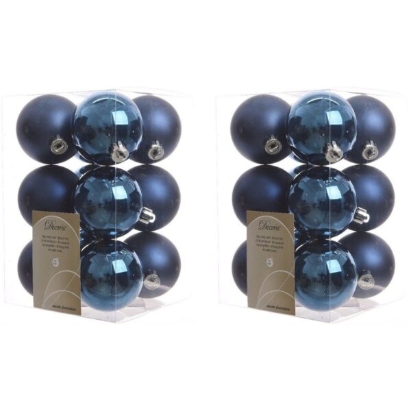 Decoris kerstballen - 24x st - donkerblauw - D6 cm - kunststof