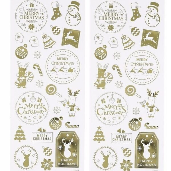 Kerst gouden stickers 52 stuks