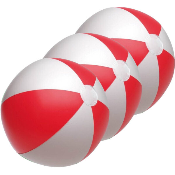 Opblaasbare speelgoed strandbal - 3x - rood/wit - D28 cm