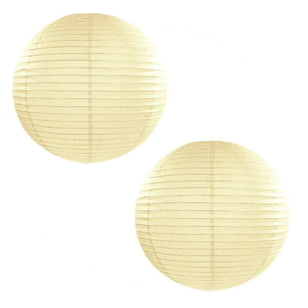 Luxe bol feest lampion - 2x stuks - ivoor wit - dia 50 cm - papier