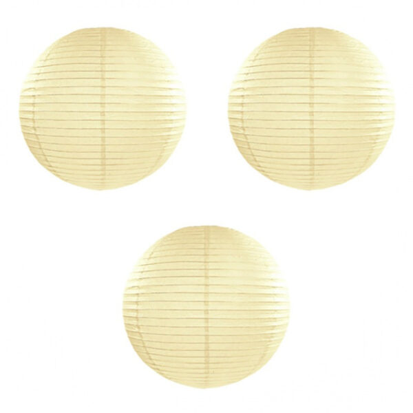 Luxe bol feest lampion - 3x stuks - ivoor wit - dia 50 cm - papier