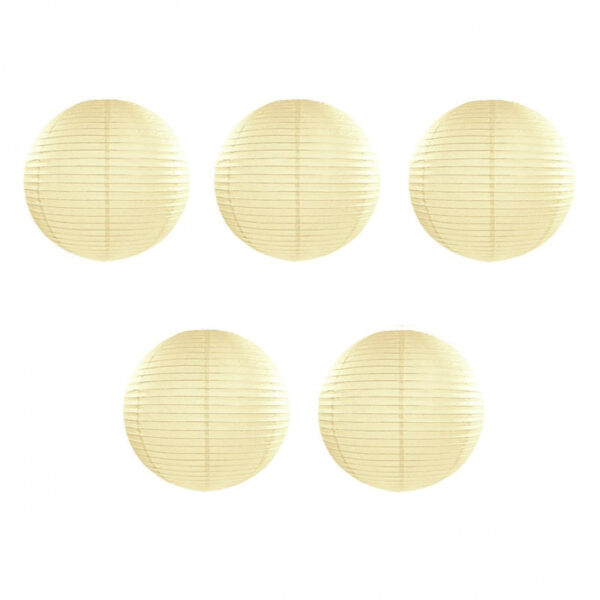 Luxe bol feest lampion - 5x stuks - ivoor wit - dia 50 cm - papier
