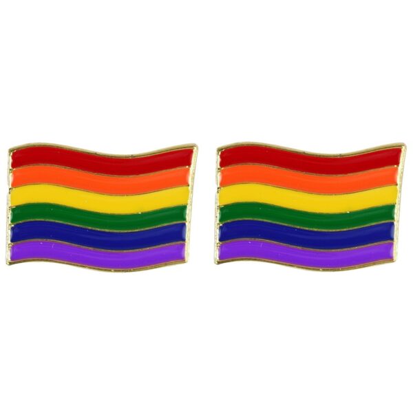 2x Regenboogvlag kleuren metalen broche 4 cm -