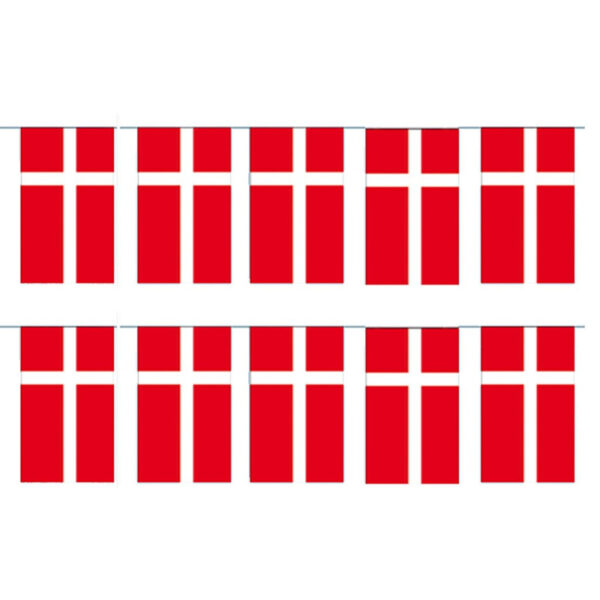 Papieren slinger Denemarken - 2x - 400 cm - Deense vlag - Supporter feestartikelen