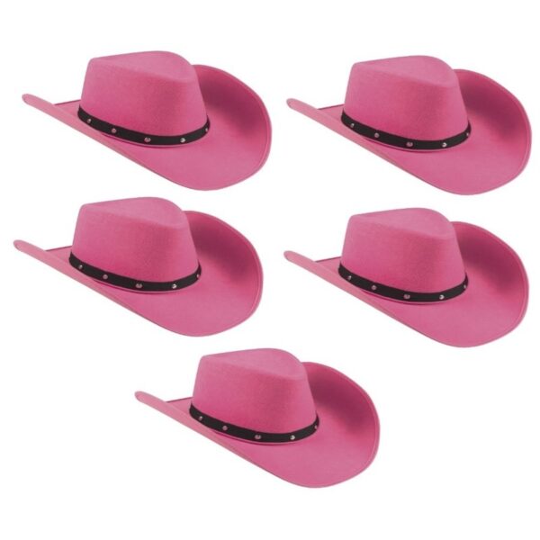 Boland Cowboyhoed Wichita - 5x - roze - dames - 59 cm -western/Wilde westen -