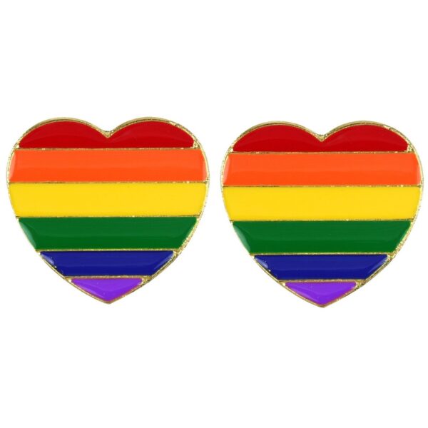 Regenboog pride hartje - 2x - metalen pin/broche - 3 cm - gay pride