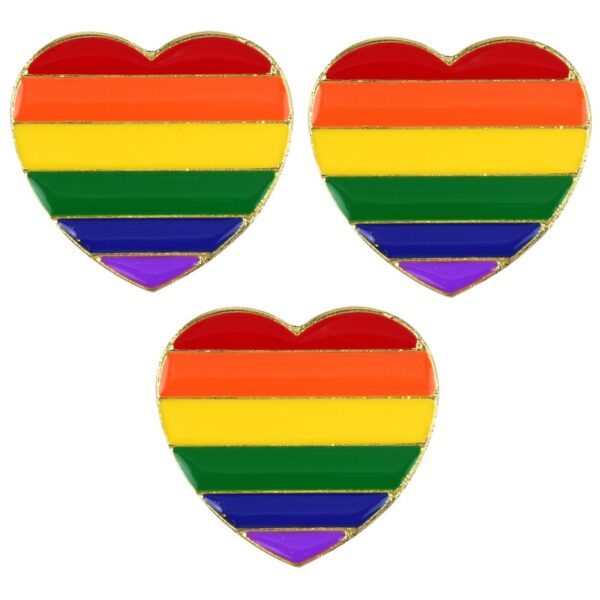 Regenboog pride hartje - 3x - metalen pin/broche - 3 cm - gay pride -