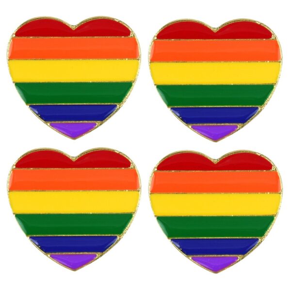 Regenboog pride hartje - 4x - metalen pin/broche - 3 cm - gay pride