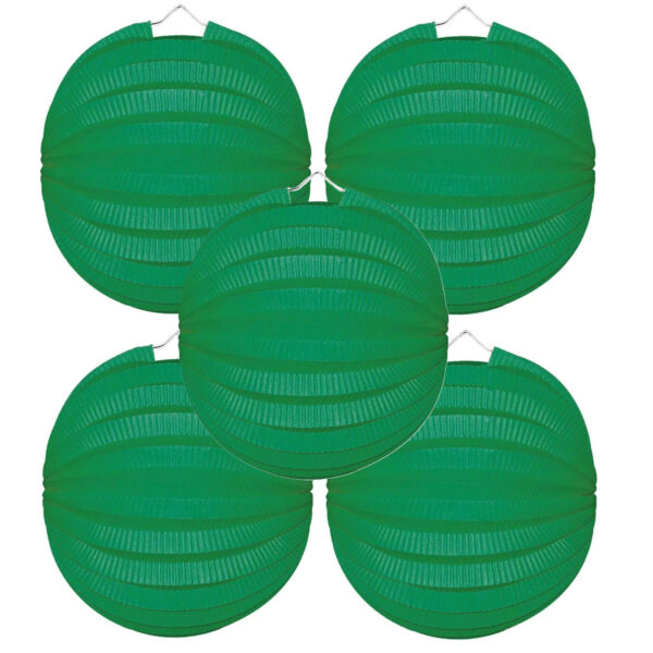 Party Lampion van papier - 15x - ronde vorm - groen - Dia 22 cm