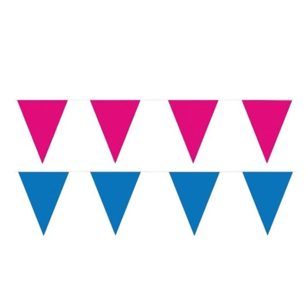 60 meter roze/blauwe buitenvlaggetjes