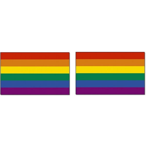 Regenboog kleuren vlag - 2x - 90 x 150 cm - polyester - met ringen