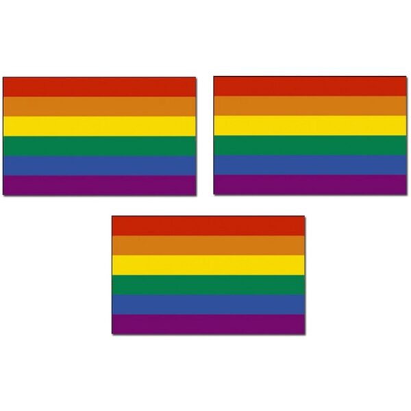 Regenboog kleuren vlag - 3x - 90 x 150 cm - polyester - met ringen