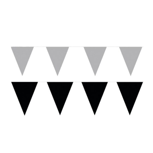 120 meter zwart/zilveren buitenvlaggetjes