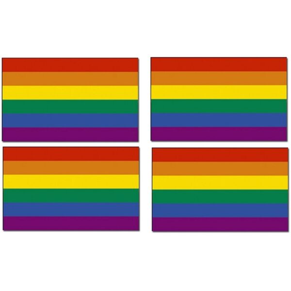 Regenboog kleuren vlag - 4x - 90 x 150 cm - polyester - met ringen