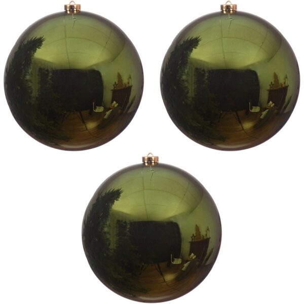 3x Grote donkergroene kerstballen van 20 cm glans van kunststof