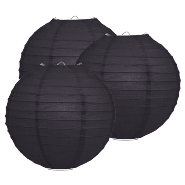 Luxe bol feest lampion - 5x - zwart - dia 25 cm - papier -