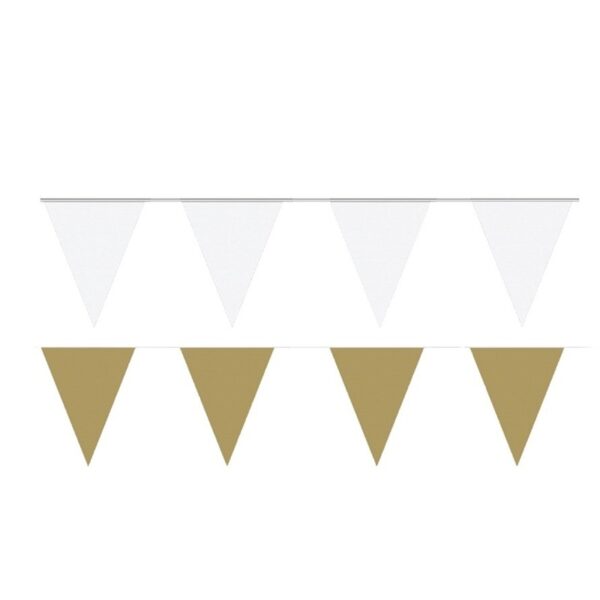 White and Gold thema party vlaggetjes