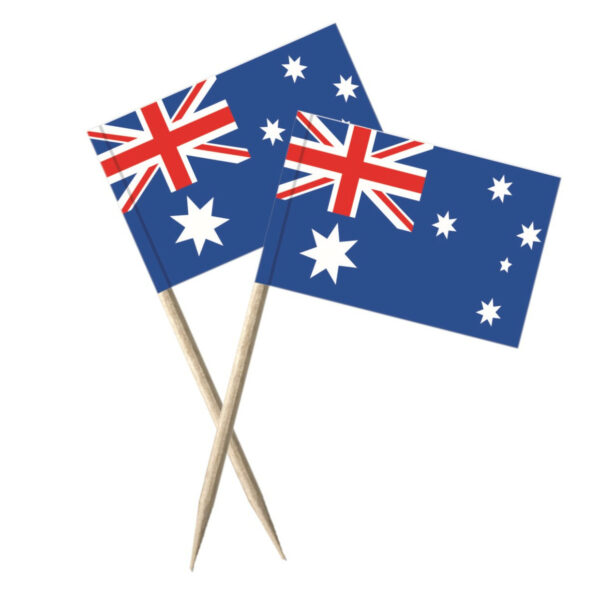 Cocktailprikkers vlag Australie - 150x stuks - 8 cm vlaggetjes - landen decoratie - Prikkertjes