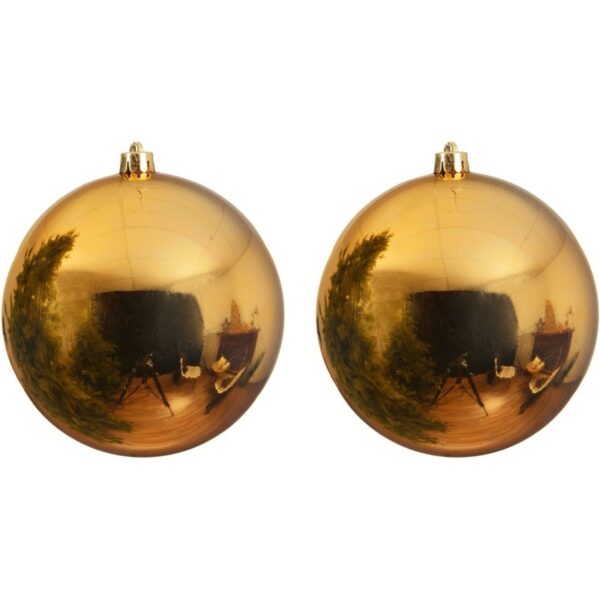 2x Grote raam/deur/kerstboom decoratie gouden kerstballen 20 cm glans