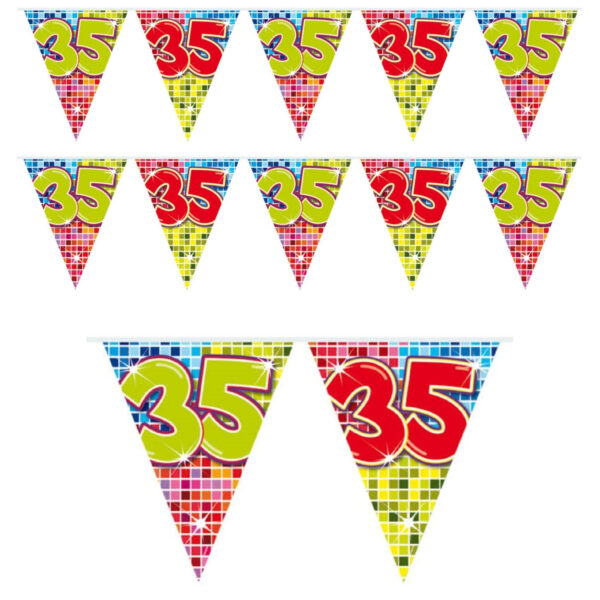 3x Mini vlaggetjeslijn slingers verjaardag versiering 35 jaar