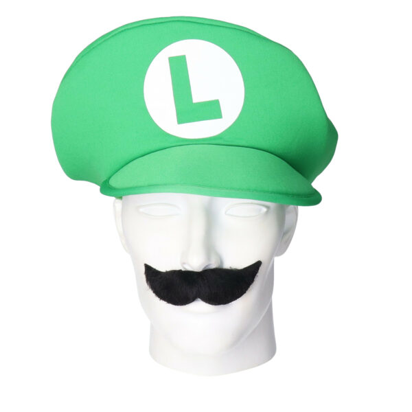 Loodgieter Luigi verkleed set - pet en snor - groen - gamer verkleed accessoires