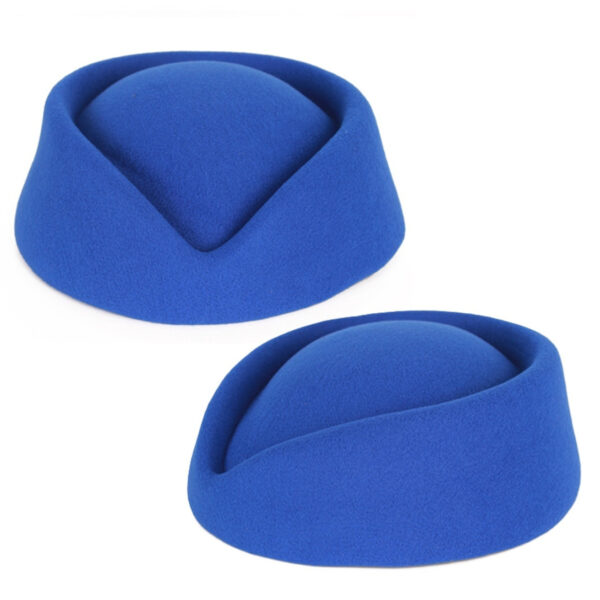 Stewardess hoedje voor dames - 2x - blauw - Verkleed hoeden - Carnaval - Luchtvaart