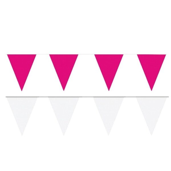 80 meter witte/roze buitenvlaggetjes -