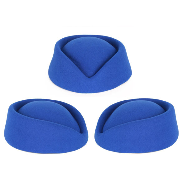 Stewardess hoedje voor dames - 3x - blauw - Verkleed hoeden - Carnaval - Luchtvaart