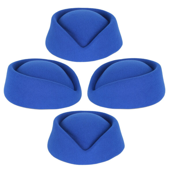 Stewardess hoedje voor dames - 4x - blauw - Verkleed hoeden - Carnaval